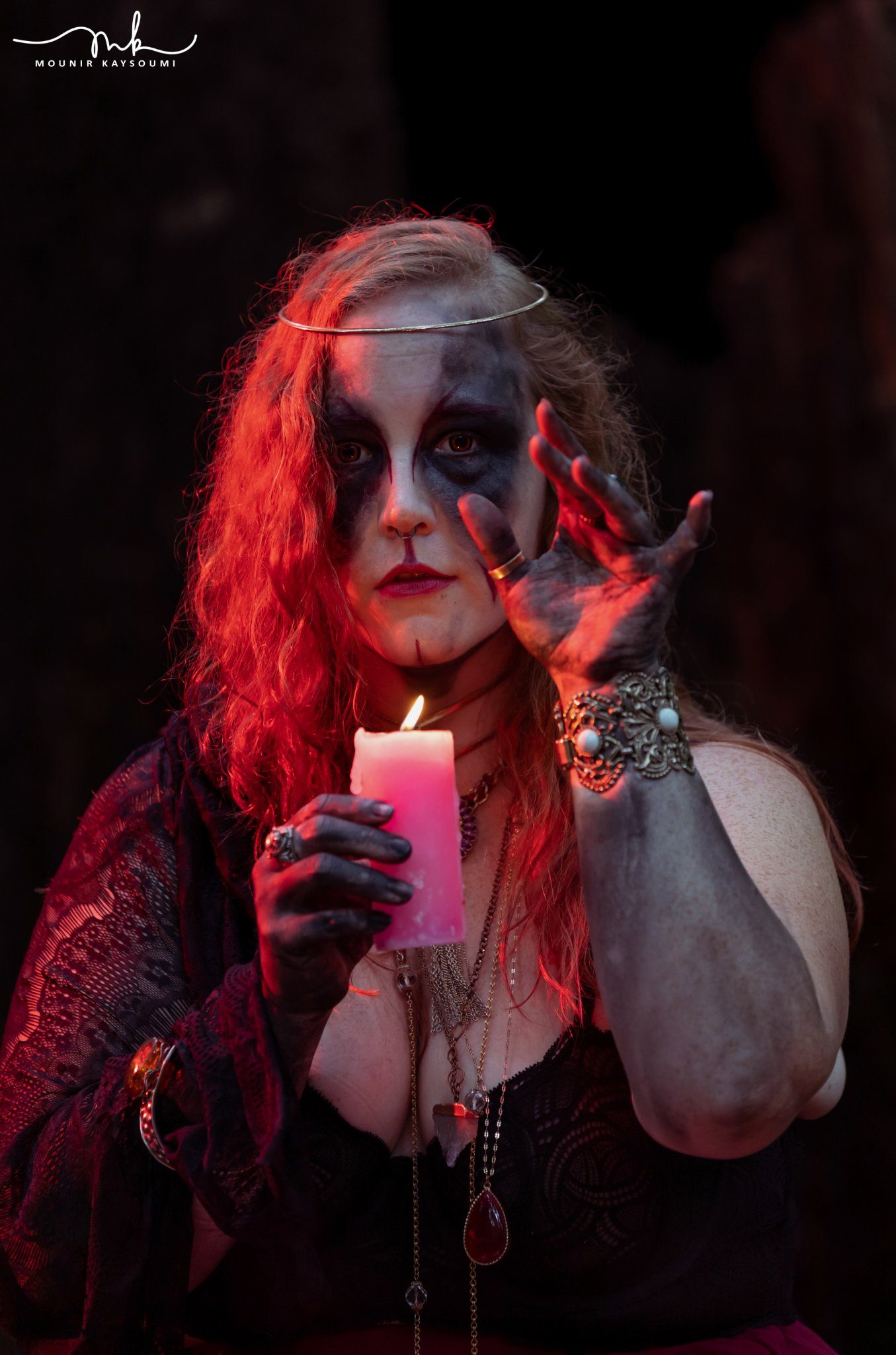 Dark fantasy woman with candle