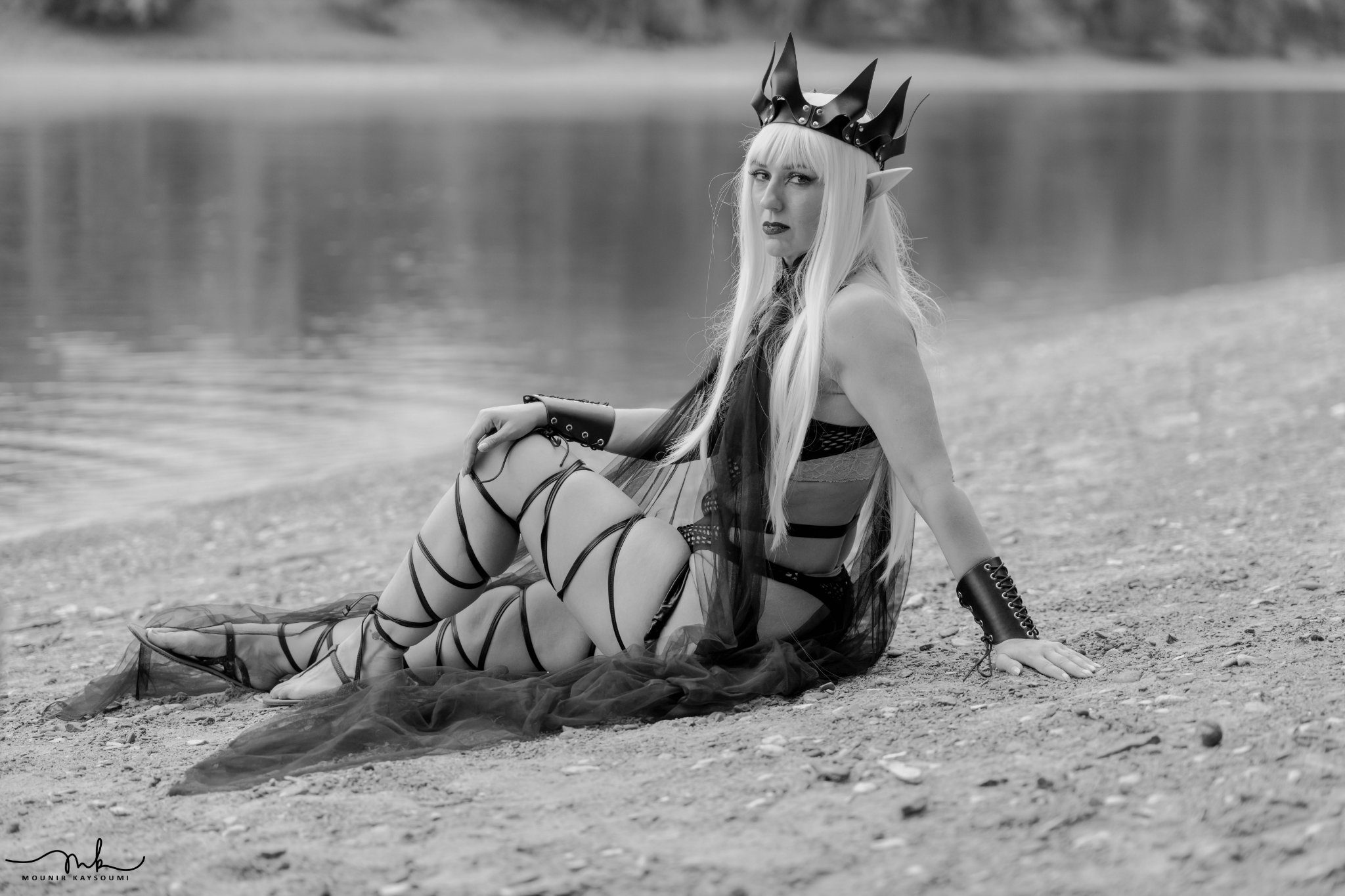 Elven portrait in black and white