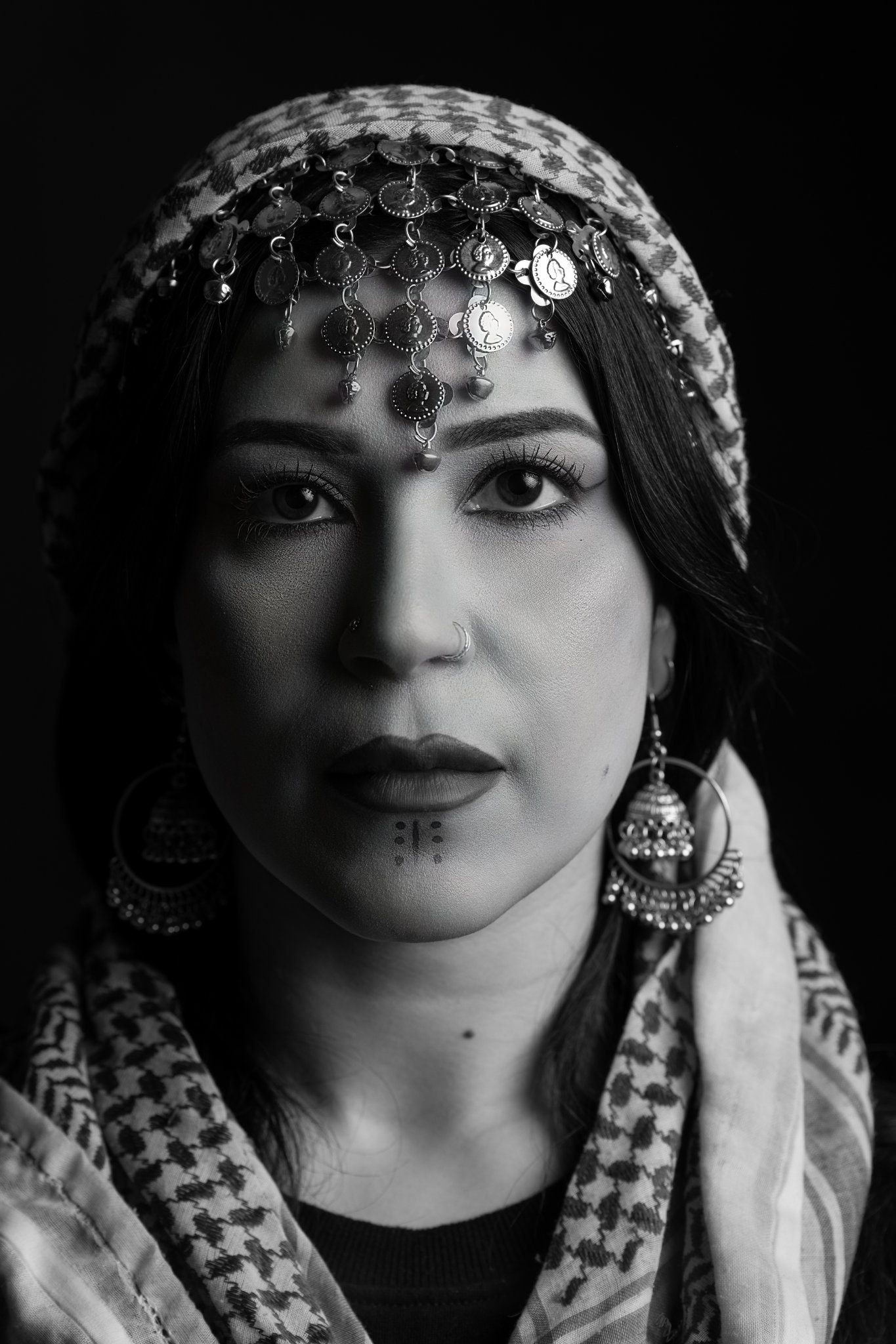 Dramatic black and white portrait